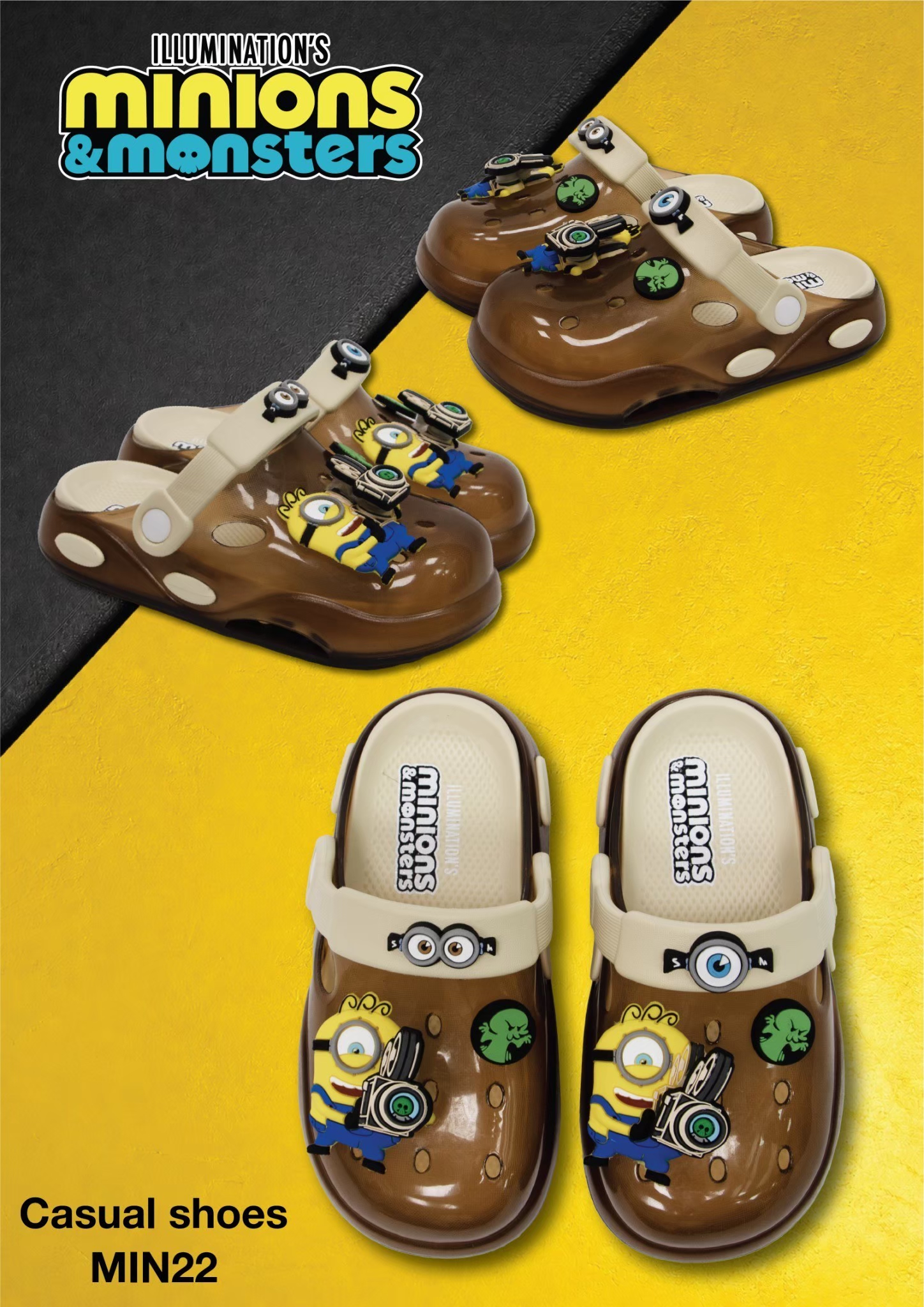 MIN22 ILLUMINATION’S MINION Boy&Girl’s Casual big toe shoes Size 30-35