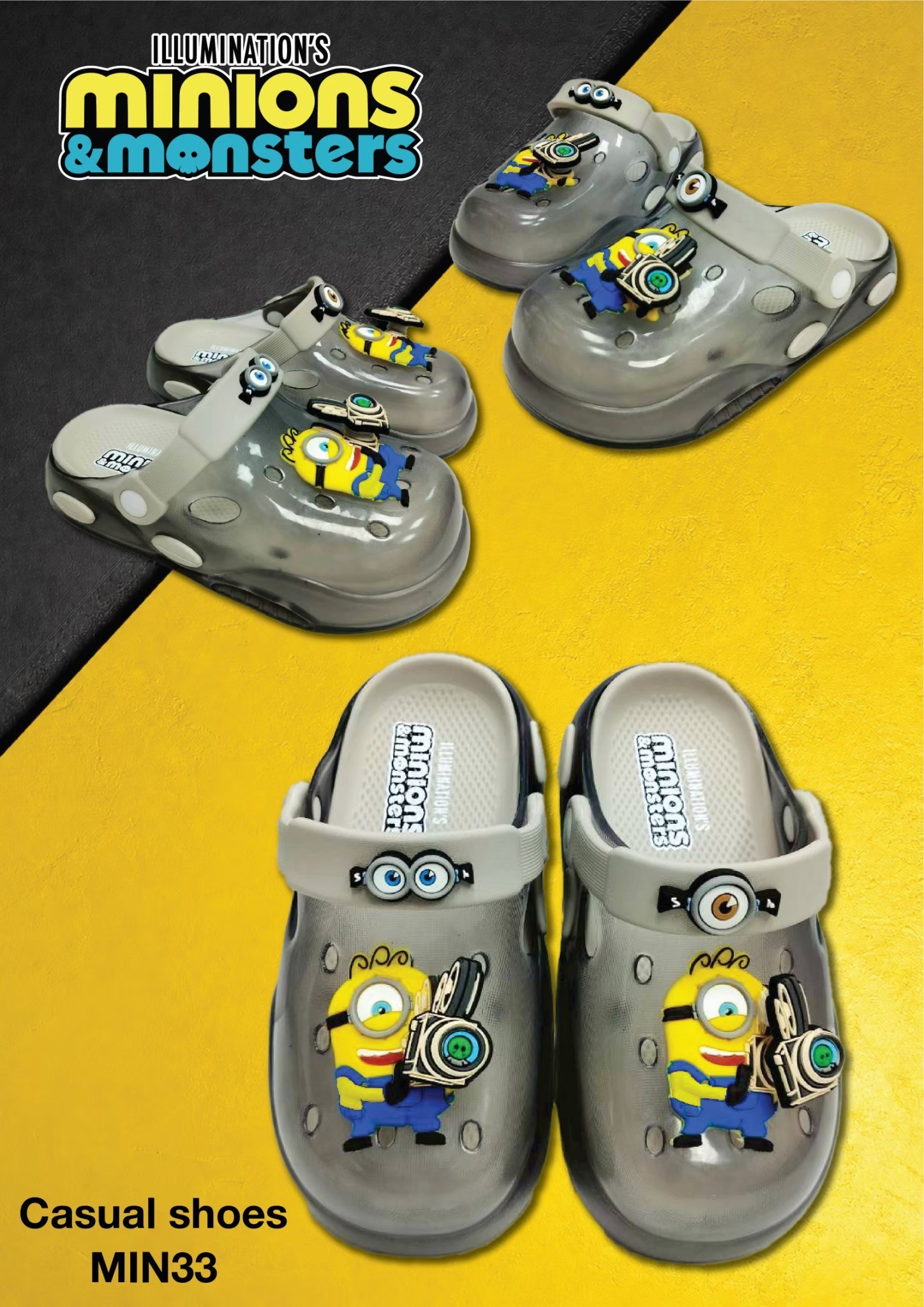 MIN33 ILLUMINATION’S MINION Boy&Girl’s Casual big toe shoes Size 30-35