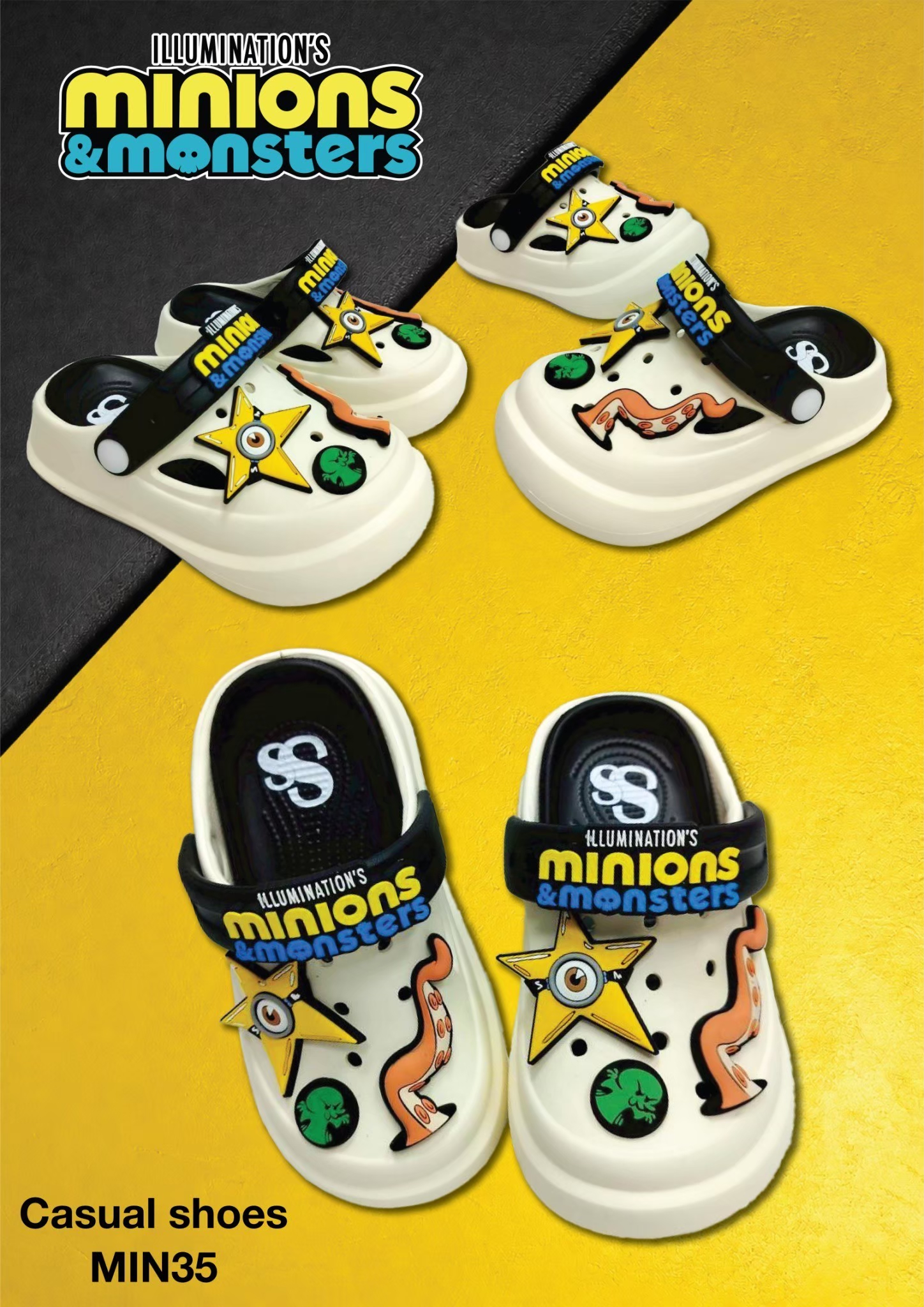 MIN35 ILLUMINATION’S MINION Boy&Girl’s Casual big toe shoes Size 30-35